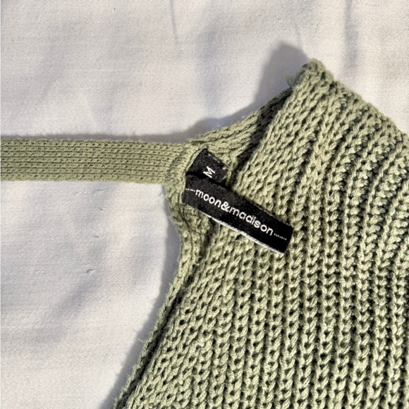 Moon & Madison Wrap V-Neck Sage Green Sweater - Picture 2 of 3
